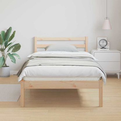 Bed Frame Brown 215.5 x 105.5 x 69.5 cm Solid Pine Wood