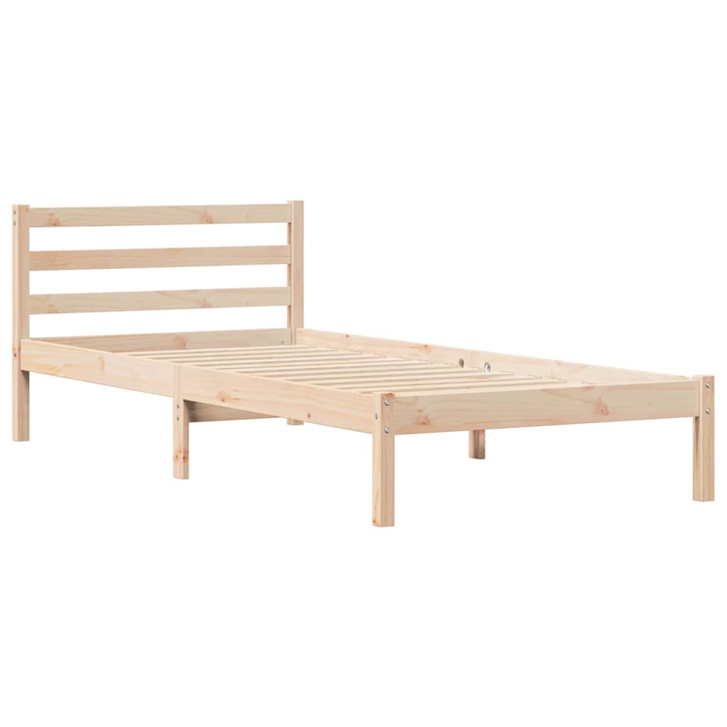 Bed Frame Brown 215.5 x 105.5 x 69.5 cm Solid Pine Wood
