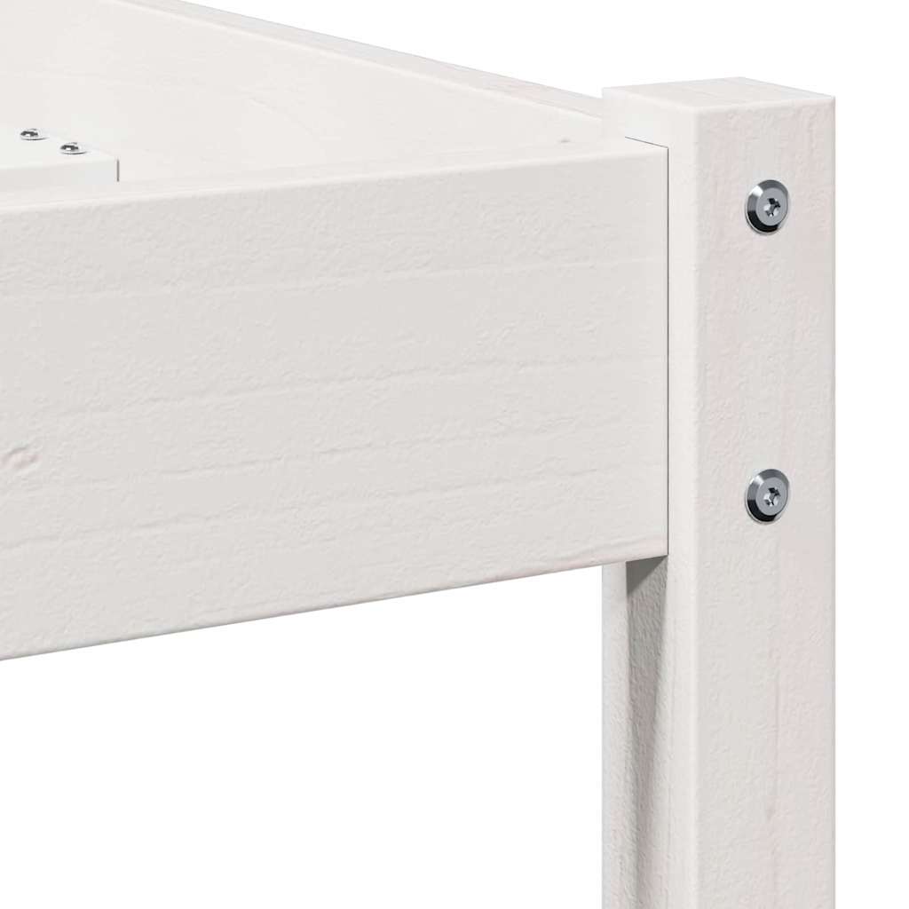 Bed Frame White 215.5 x 105.5 x 69.5 cm Solid Pine Wood