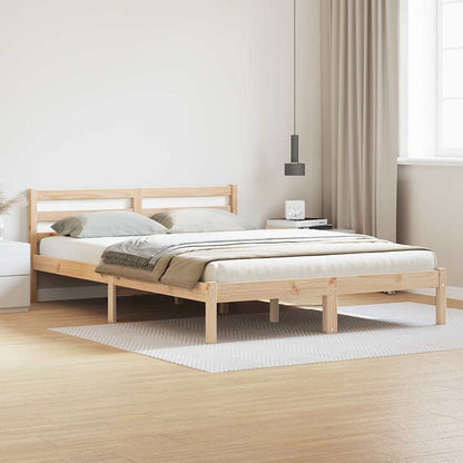 Bed Frame Brown 215.5 x 165.5 x 69.5 cm Solid Pine Wood