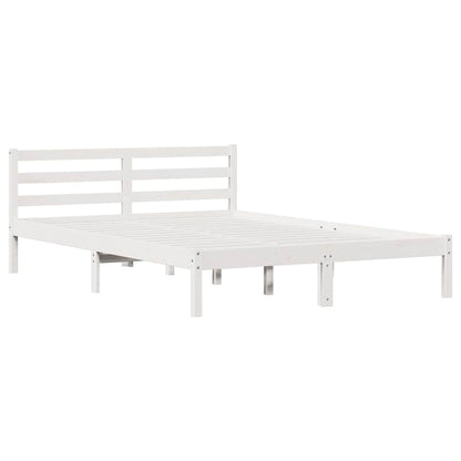Bed Frame White 215.5 x 165.5 x 69.5 cm Solid Pine Wood