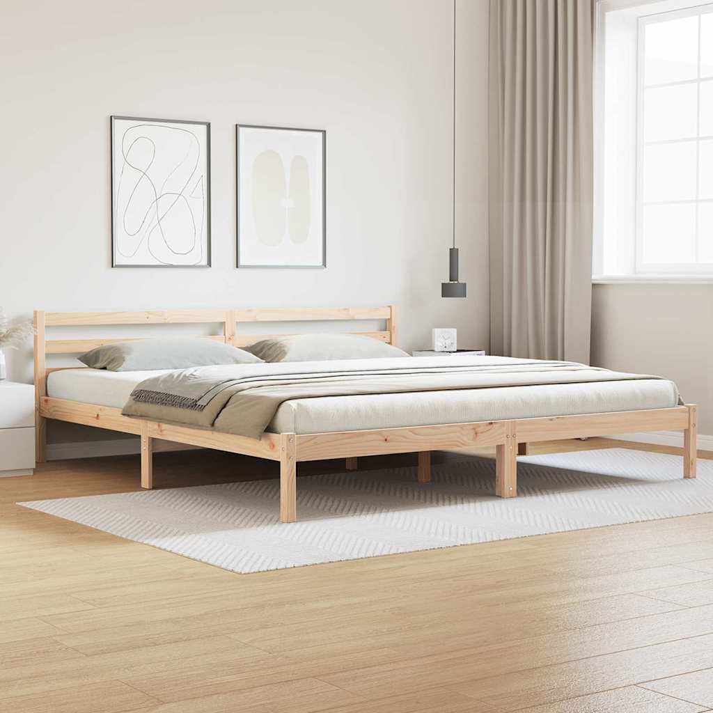 Bed Frame Brown 215.5 x 185.5 x 69.5 cm Solid Pine Wood