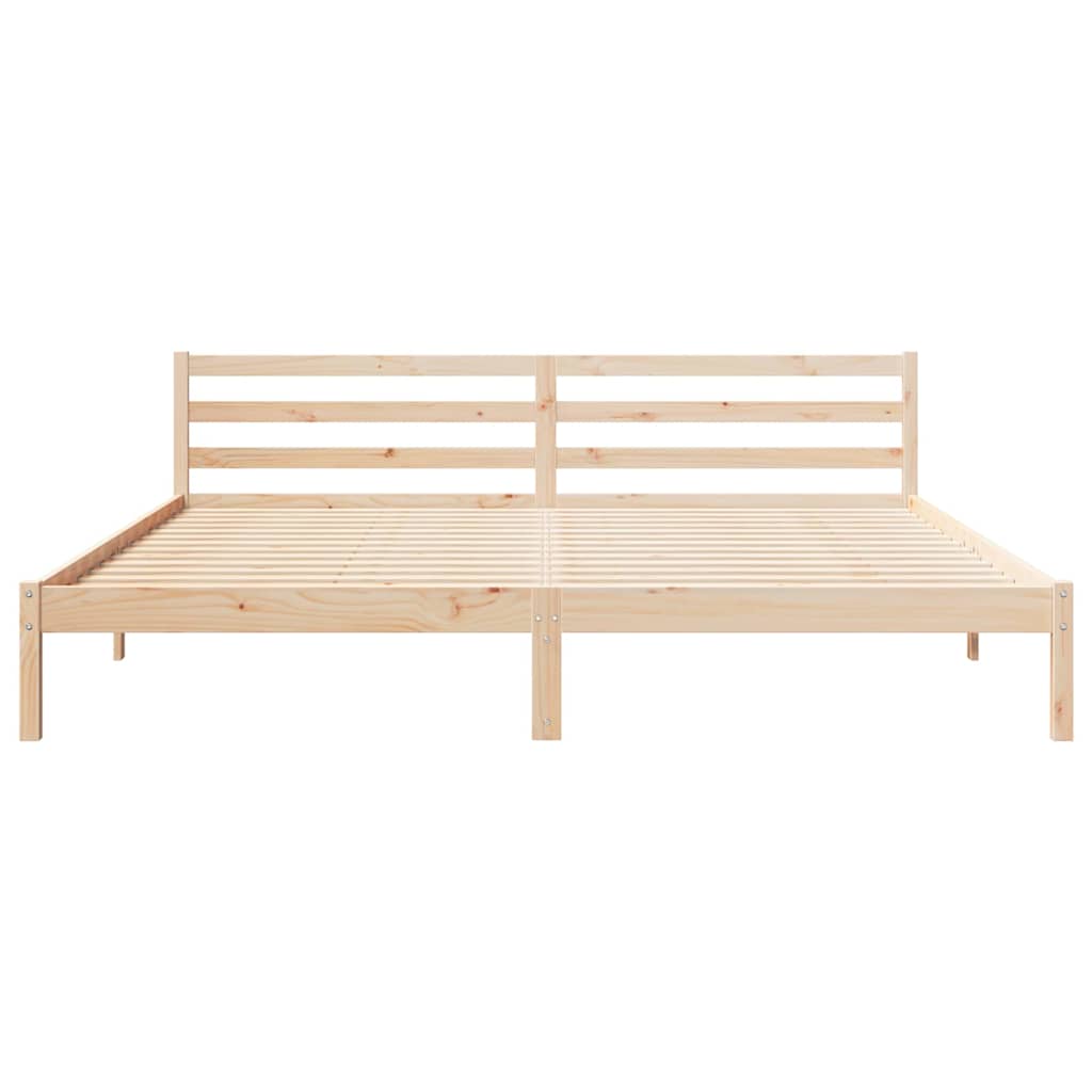 Bed Frame Brown 215.5 x 185.5 x 69.5 cm Solid Pine Wood