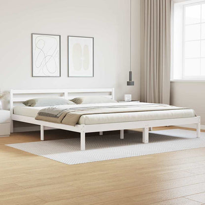 Bed Frame White 215.5 x 185.5 x 69.5 cm Solid Pine Wood