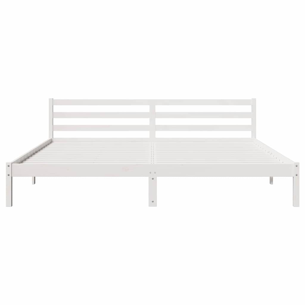 Bed Frame White 215.5 x 205.5 x 69.5 cm Solid Pine Wood