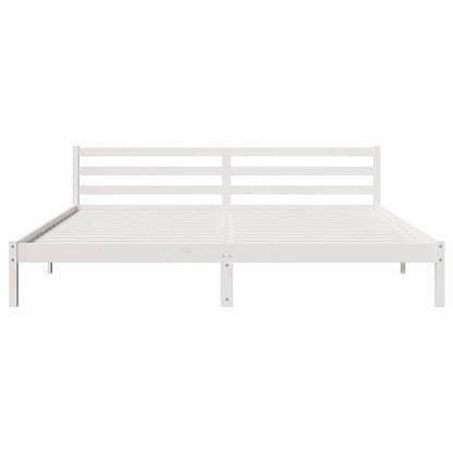 Bed Frame White 215.5 x 205.5 x 69.5 cm Solid Pine Wood