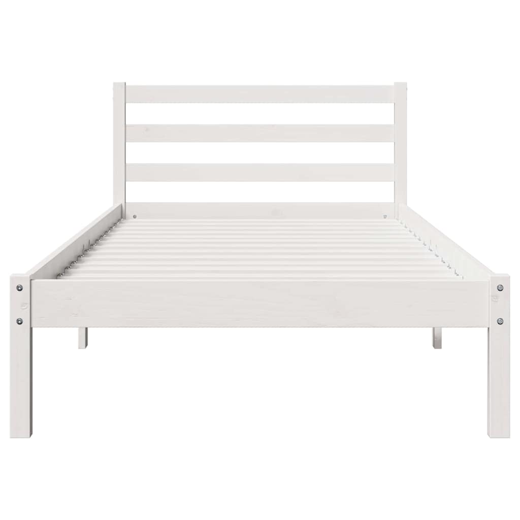 Bed Frame White 225.5 x 85.5 x 69.5 cm Solid Pine Wood