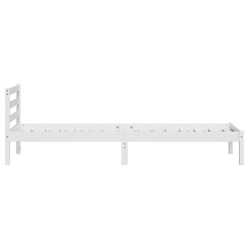 Bed Frame White 225.5 x 95.5 x 69.5 cm Solid Pine Wood
