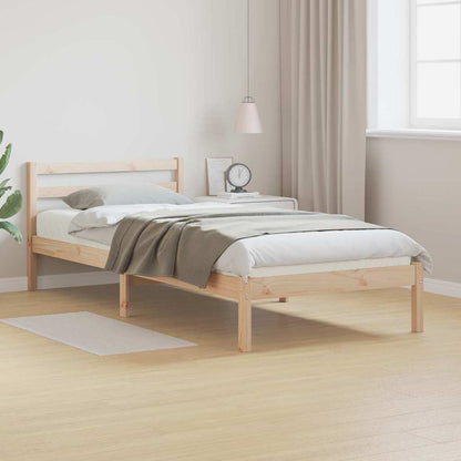 Bed Frame Brown 225.5 x 105.5 x 69.5 cm Solid Pine Wood
