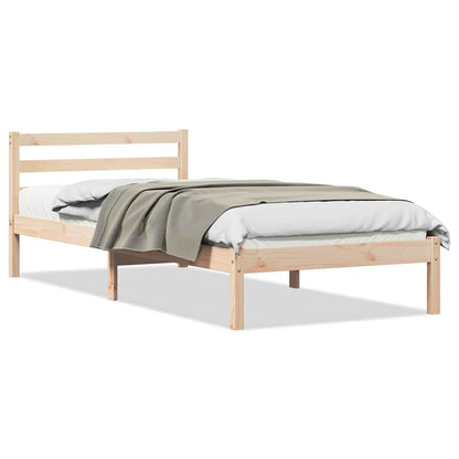 Bed Frame Brown 225.5 x 105.5 x 69.5 cm Solid Pine Wood