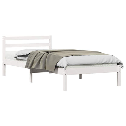 Bed Frame White 225.5 x 105.5 x 69.5 cm Solid Pine Wood