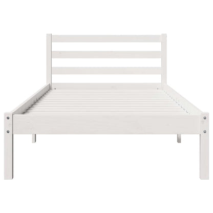 Bed Frame White 225.5 x 105.5 x 69.5 cm Solid Pine Wood