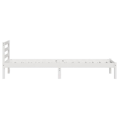 Bed Frame White 225.5 x 105.5 x 69.5 cm Solid Pine Wood