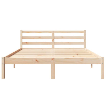 Bed Frame Brown 225.5 x 145.5 x 69.5 cm Solid Pine Wood