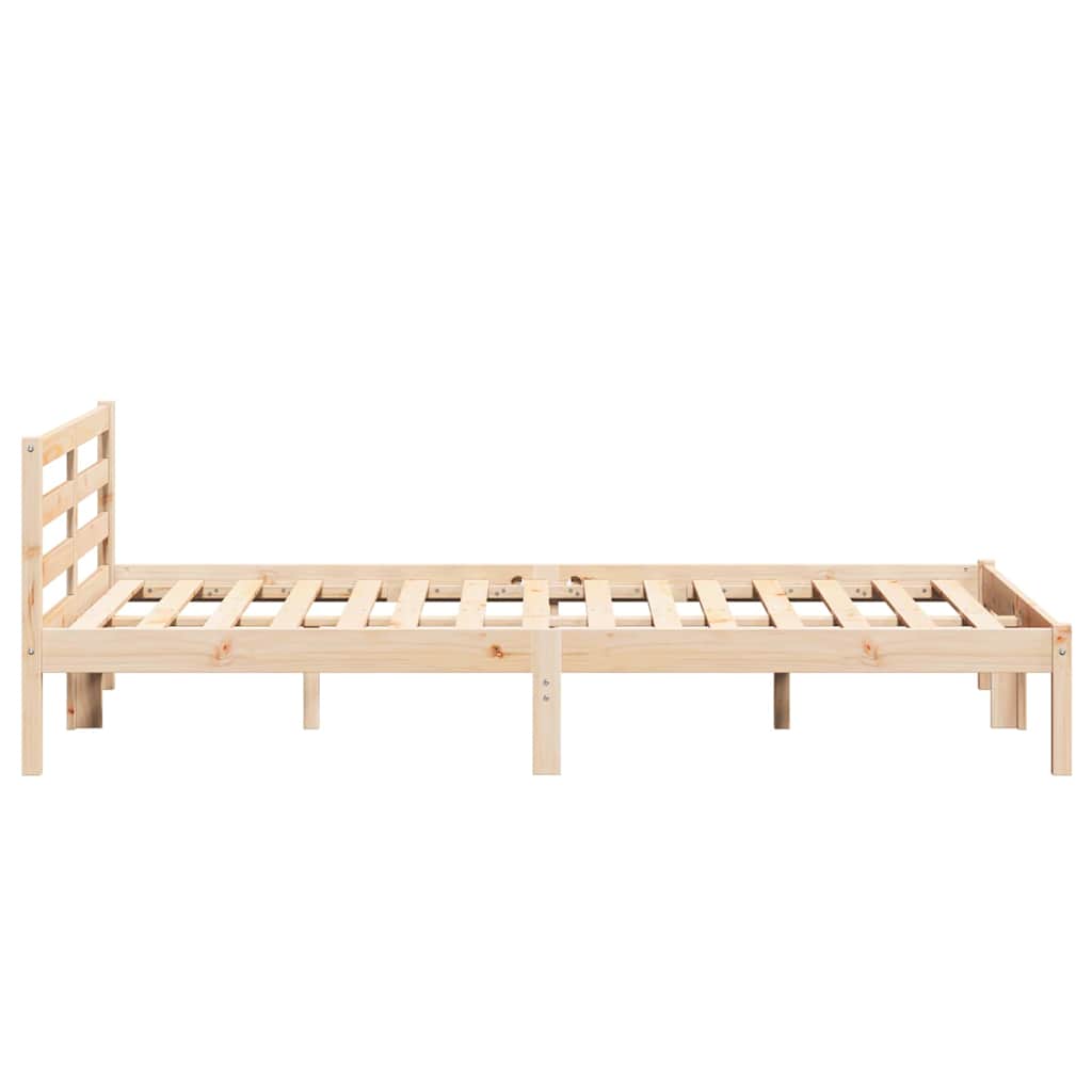 Bed Frame Brown 225.5 x 165.5 x 69.5 cm Solid Pine Wood