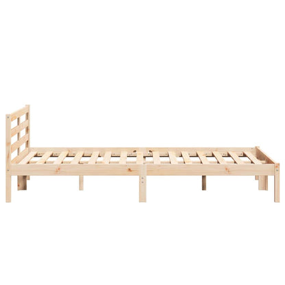Bed Frame Brown 225.5 x 165.5 x 69.5 cm Solid Pine Wood