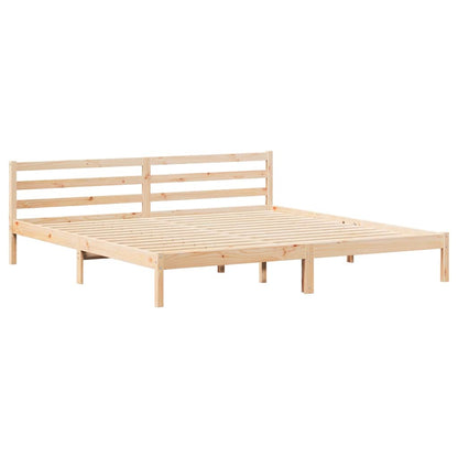 Bed Frame Brown 225.5 x 185.5 x 69.5 cm Solid Pine Wood