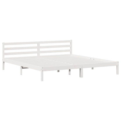 Bed Frame White 225.5 x 185.5 x 69.5 cm Solid Pine Wood