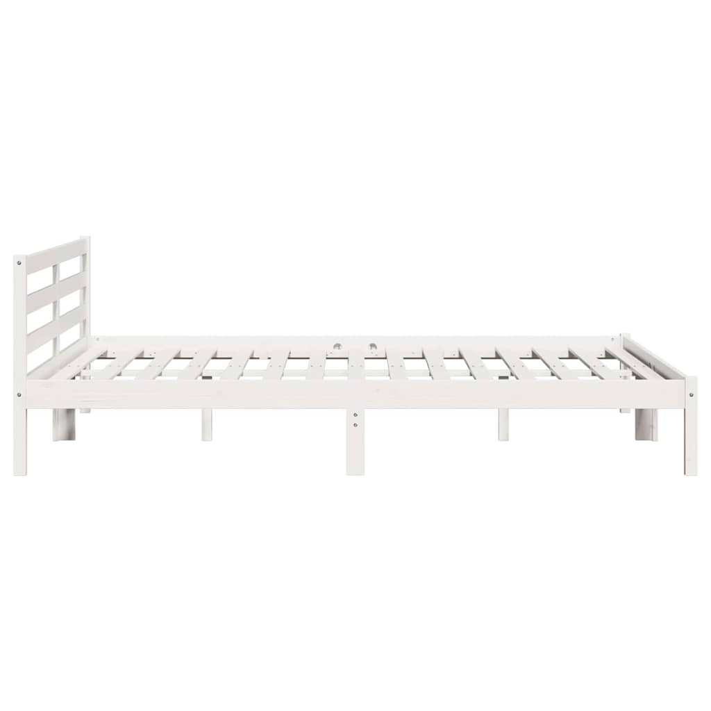 Bed Frame White 225.5 x 185.5 x 69.5 cm Solid Pine Wood