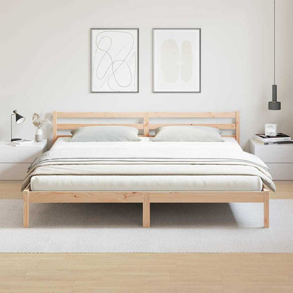 Bed Frame Brown 225.5 x 205.5 x 69.5 cm Solid Pine Wood