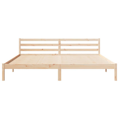 Bed Frame Brown 225.5 x 205.5 x 69.5 cm Solid Pine Wood