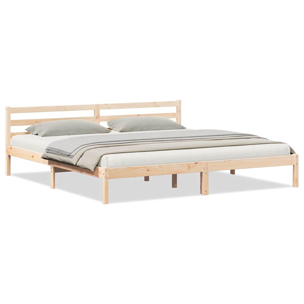Bed Frame Brown 225.5 x 205.5 x 69.5 cm Solid Pine Wood