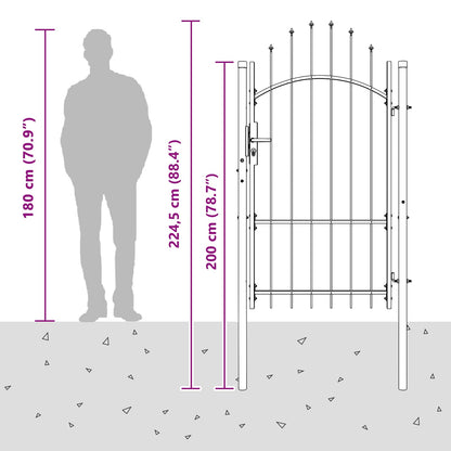 Garden Gate with Lock Woerden Grey 175 x 100 cm Steel