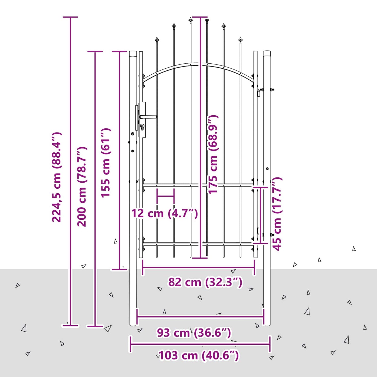 Garden Gate with Lock Woerden Grey 175 x 100 cm Steel