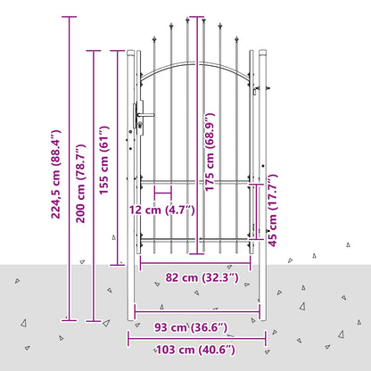 Garden Gate with Lock Woerden Grey 175 x 100 cm Steel