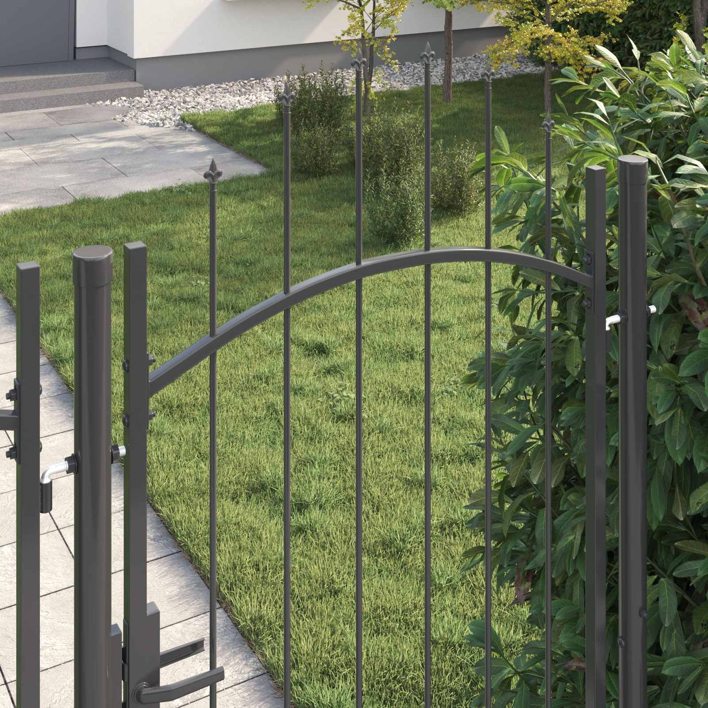 Garden Gate with Lock Woerden Grey 200 x 100 cm Steel