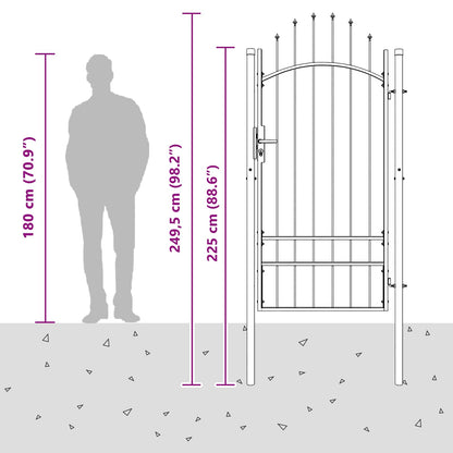 Garden Gate with Lock Woerden Grey 200 x 100 cm Steel