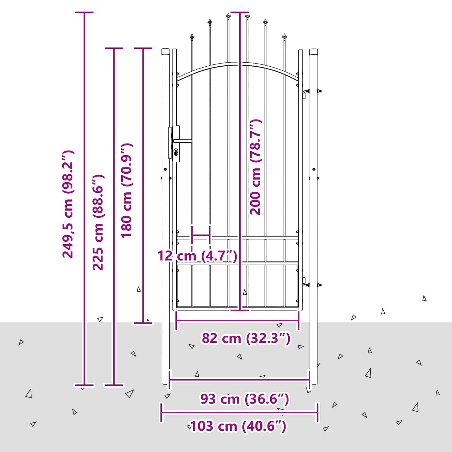 Garden Gate with Lock Woerden Grey 200 x 100 cm Steel