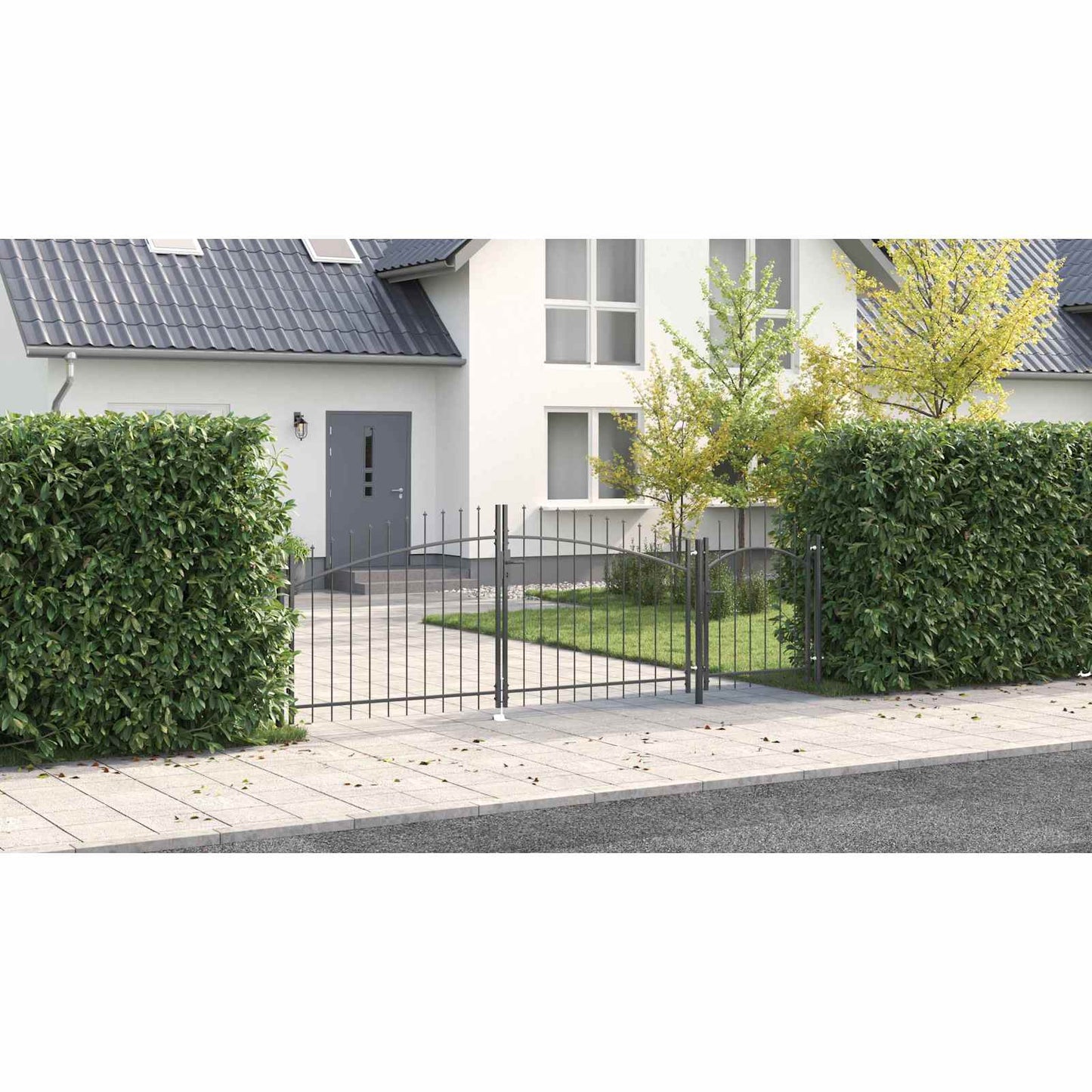 Garden Gate with Lock Woerden Grey 100 x 400 cm Steel