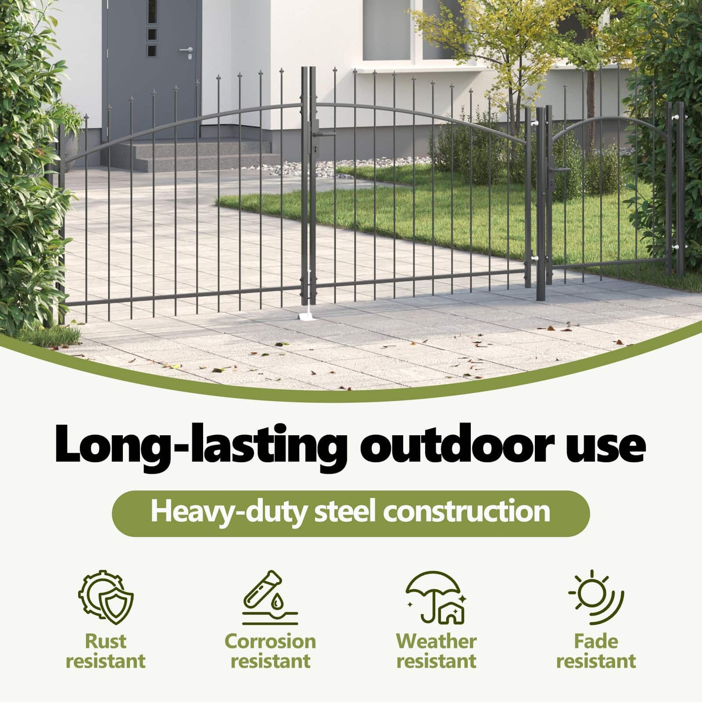 Garden Gate with Lock Woerden Grey 100 x 400 cm Steel