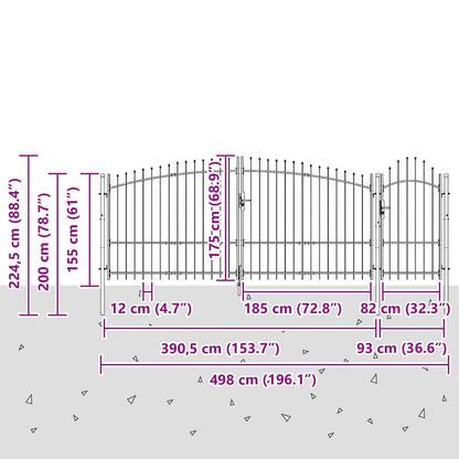 Garden Gate with Lock Woerden Grey 125 x 400 cm Steel