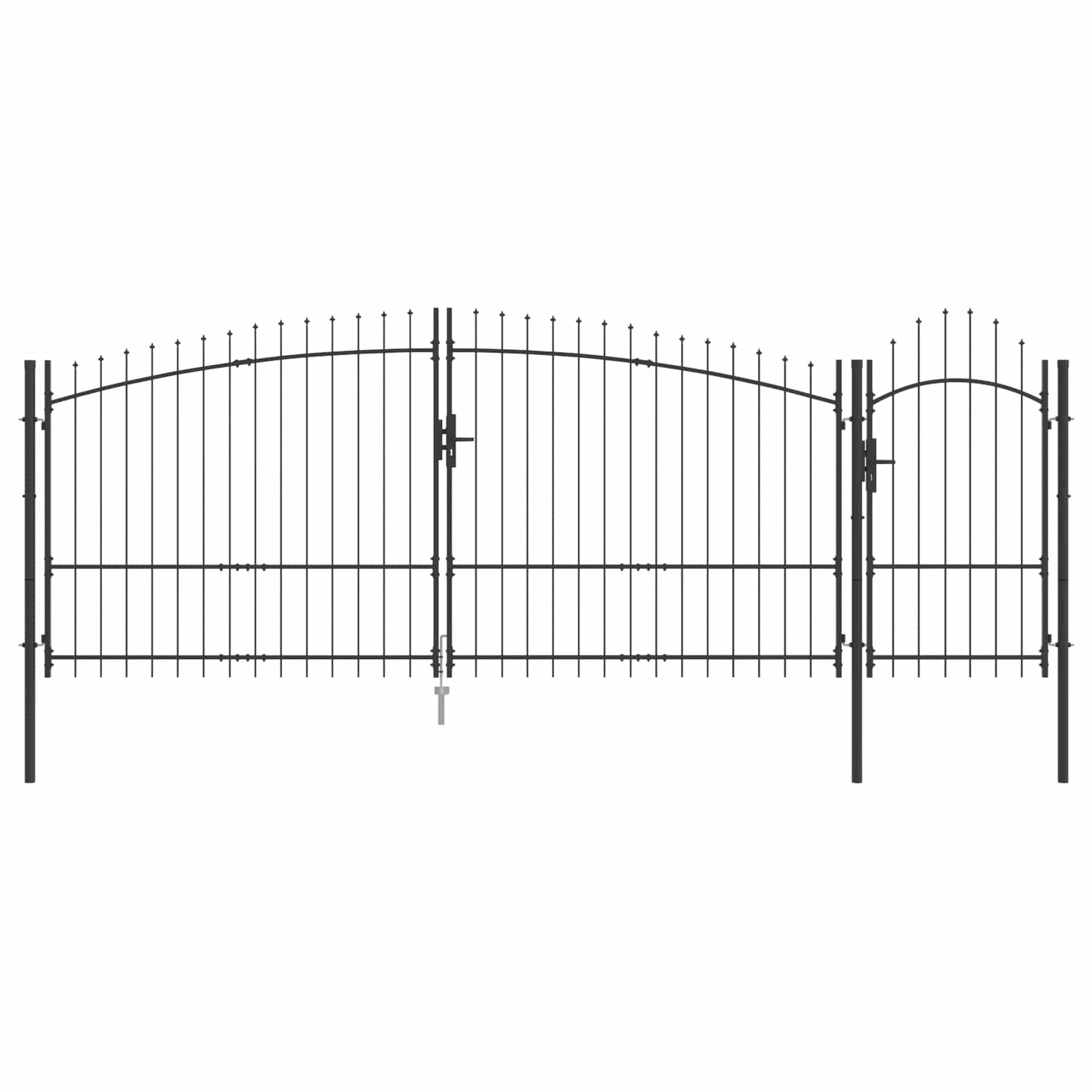 Garden Gate with Lock Grey 150 x 400 cm Steel
