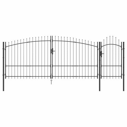 Garden Gate with Lock Grey 150 x 400 cm Steel
