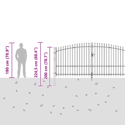 Garden Gate with Lock Grey 150 x 400 cm Steel