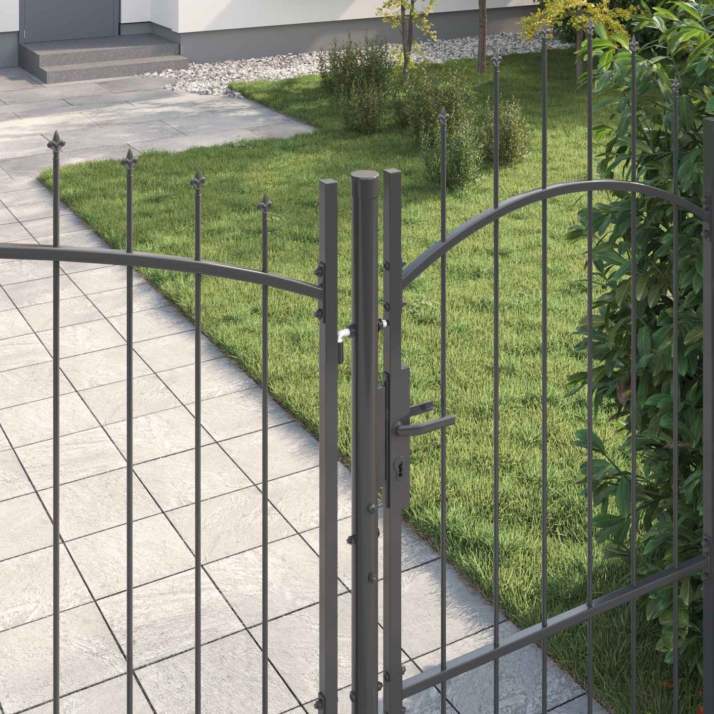 Garden Gate with Lock Woerden Grey 175 x 400 cm Steel