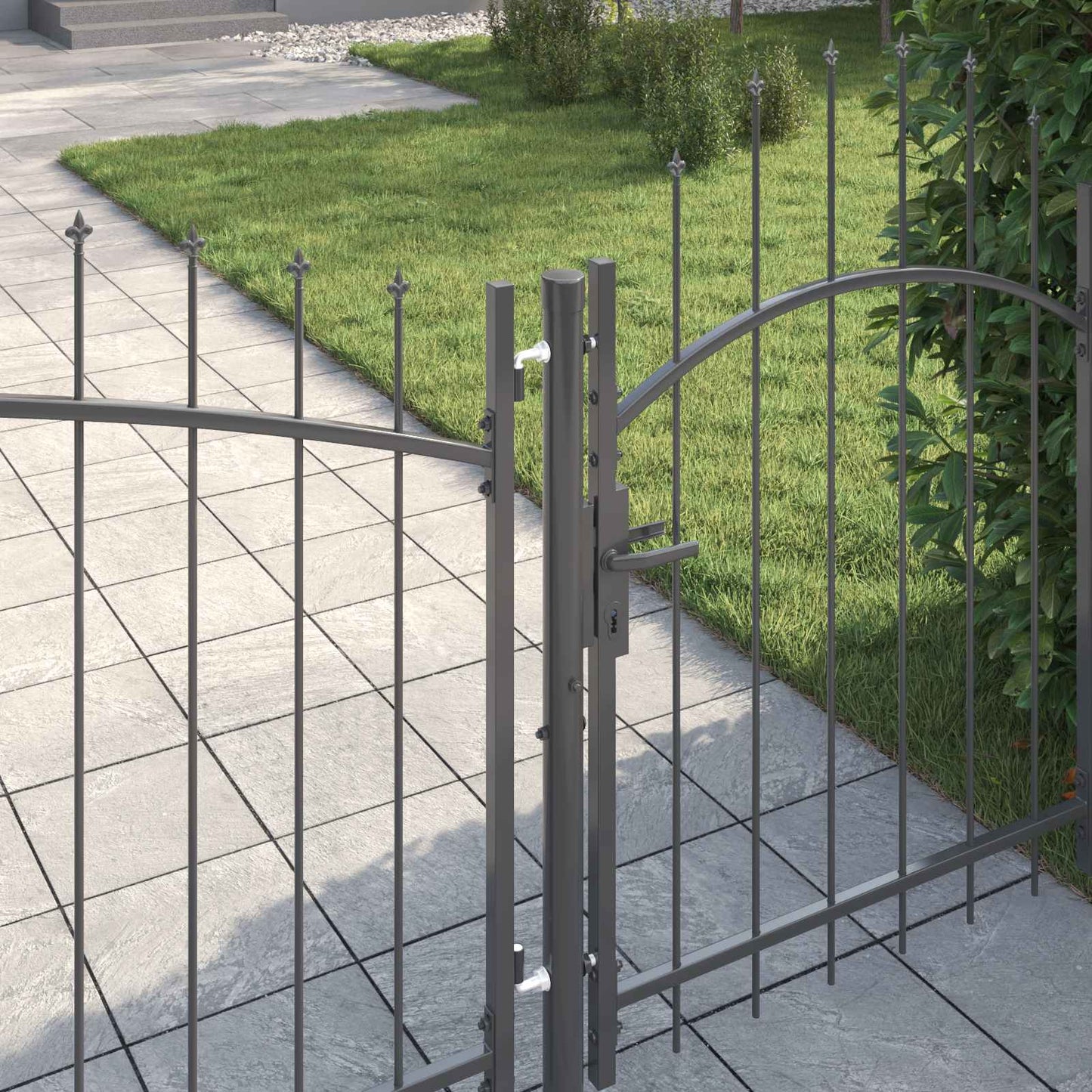 Garden Gate with Lock Woerden Grey 100 x 500 cm Steel