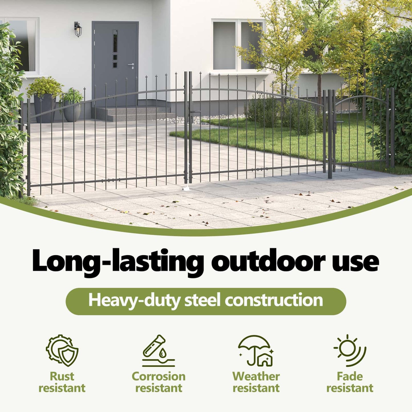 Garden Gate with Lock Woerden Grey 100 x 500 cm Steel