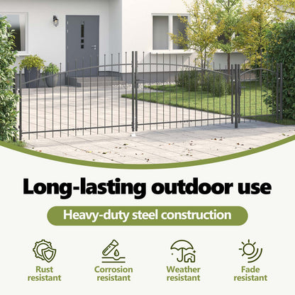 Garden Gate with Lock Woerden Grey 100 x 500 cm Steel
