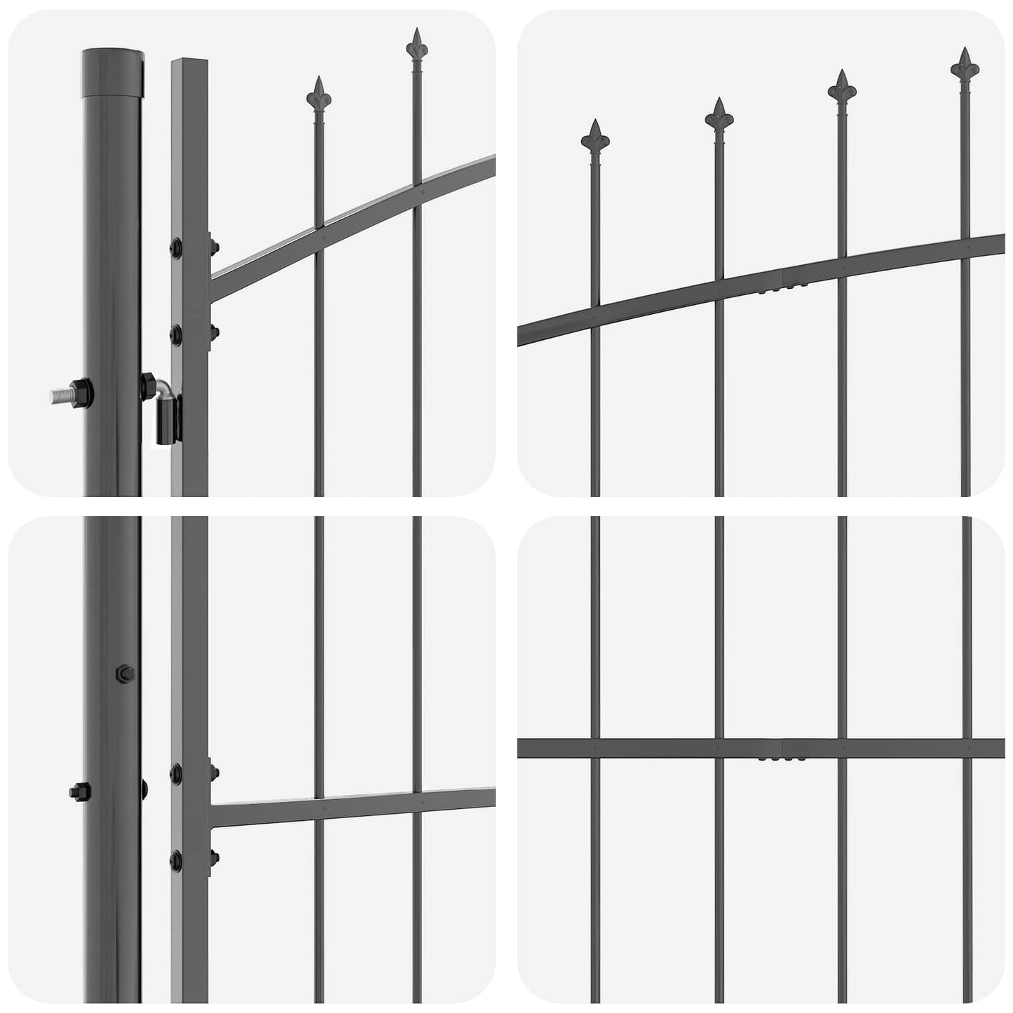 Garden Gate with Lock Woerden Grey 125 x 500 cm Steel