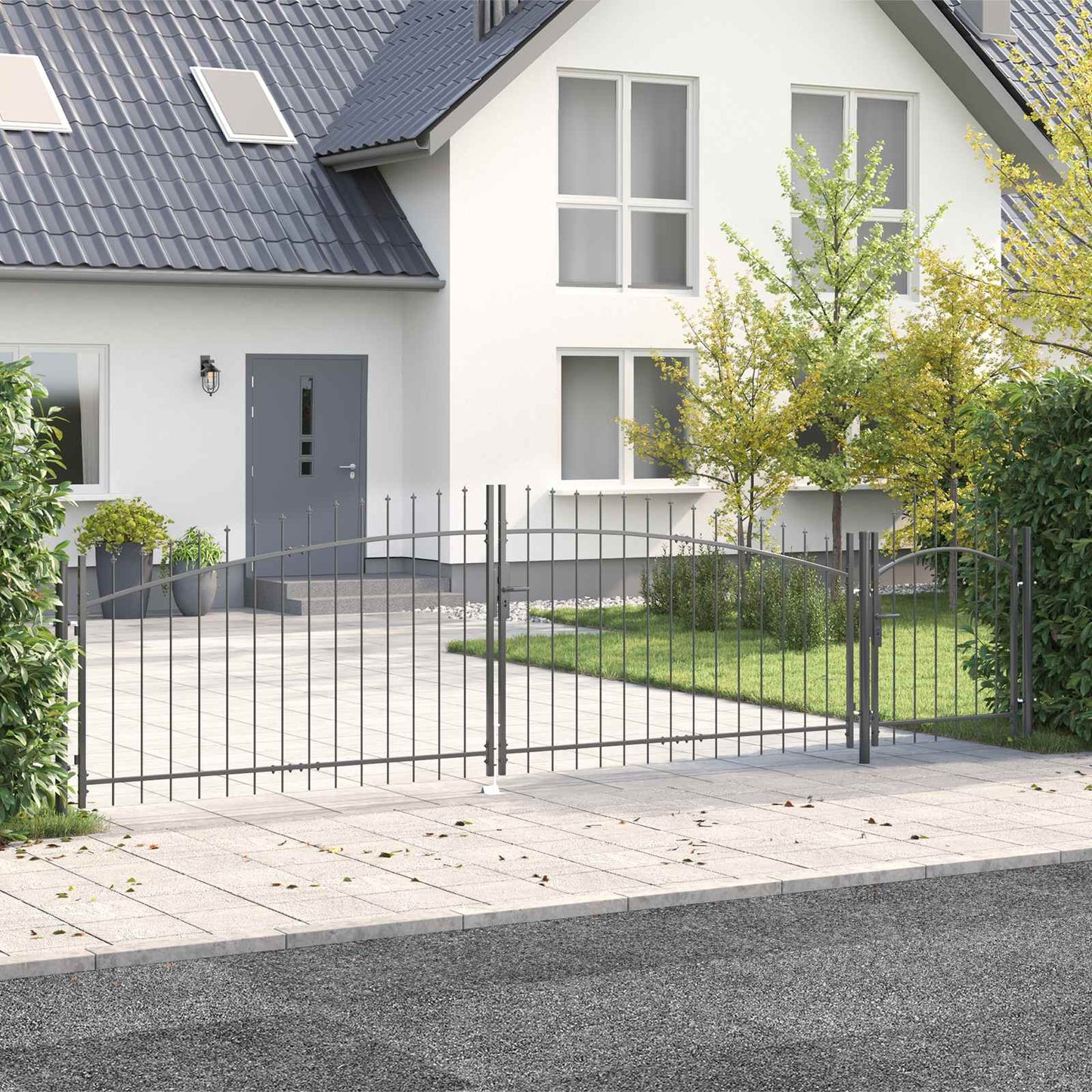 Garden Gate with Lock Woerden Grey 125 x 500 cm Steel
