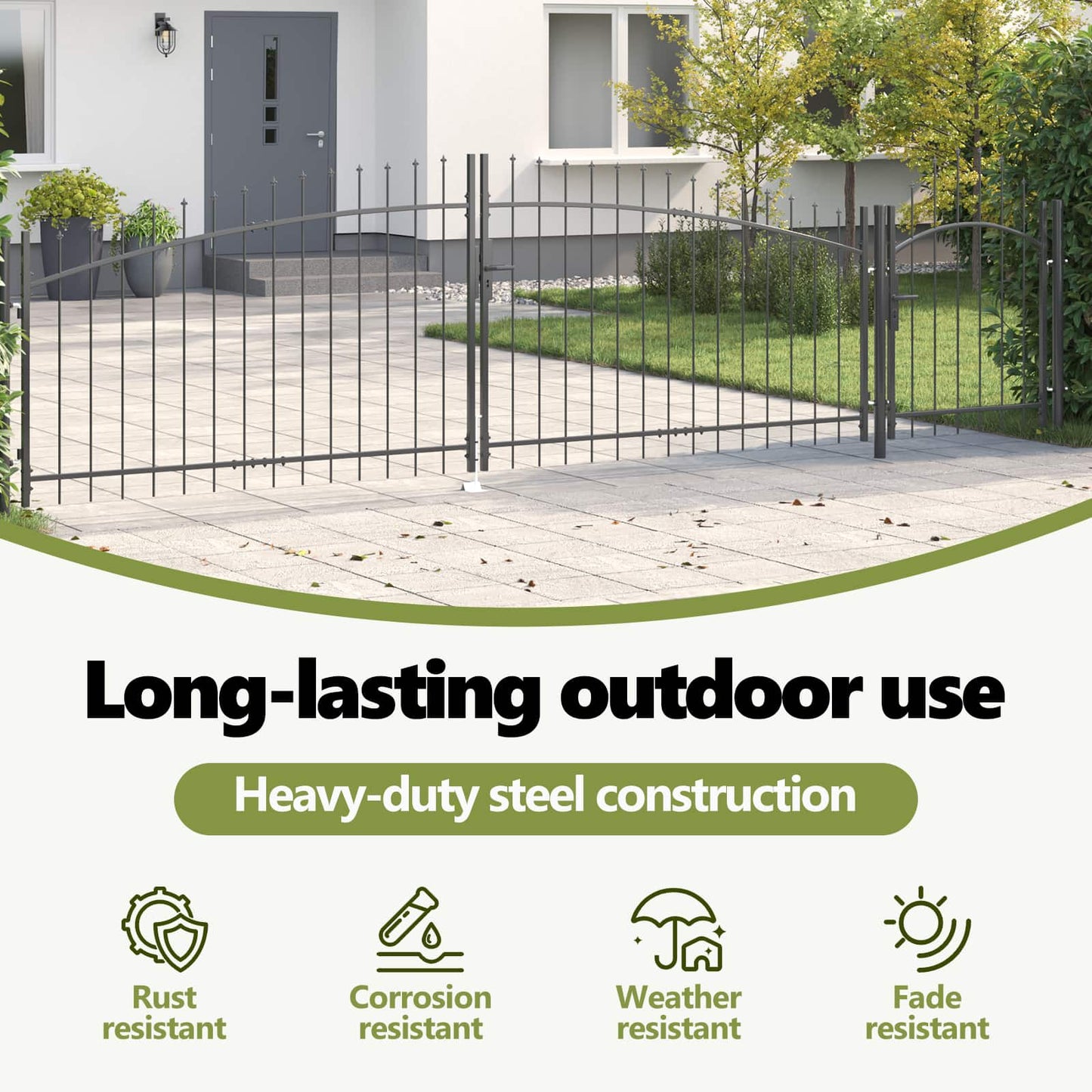 Garden Gate with Lock Woerden Grey 125 x 500 cm Steel