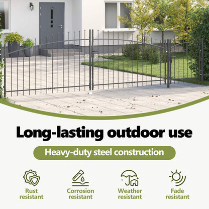 Garden Gate with Lock Woerden Grey 125 x 500 cm Steel