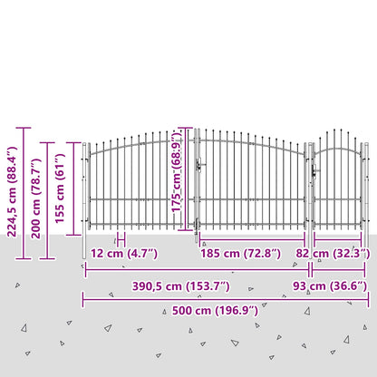 Garden Gate with Lock Woerden Grey 125 x 500 cm Steel