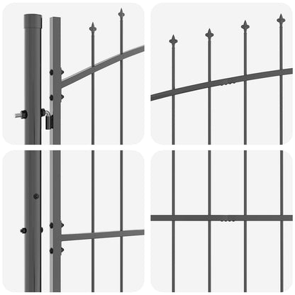 Garden Gate with Lock Woerden Grey 150 x 500 cm Steel