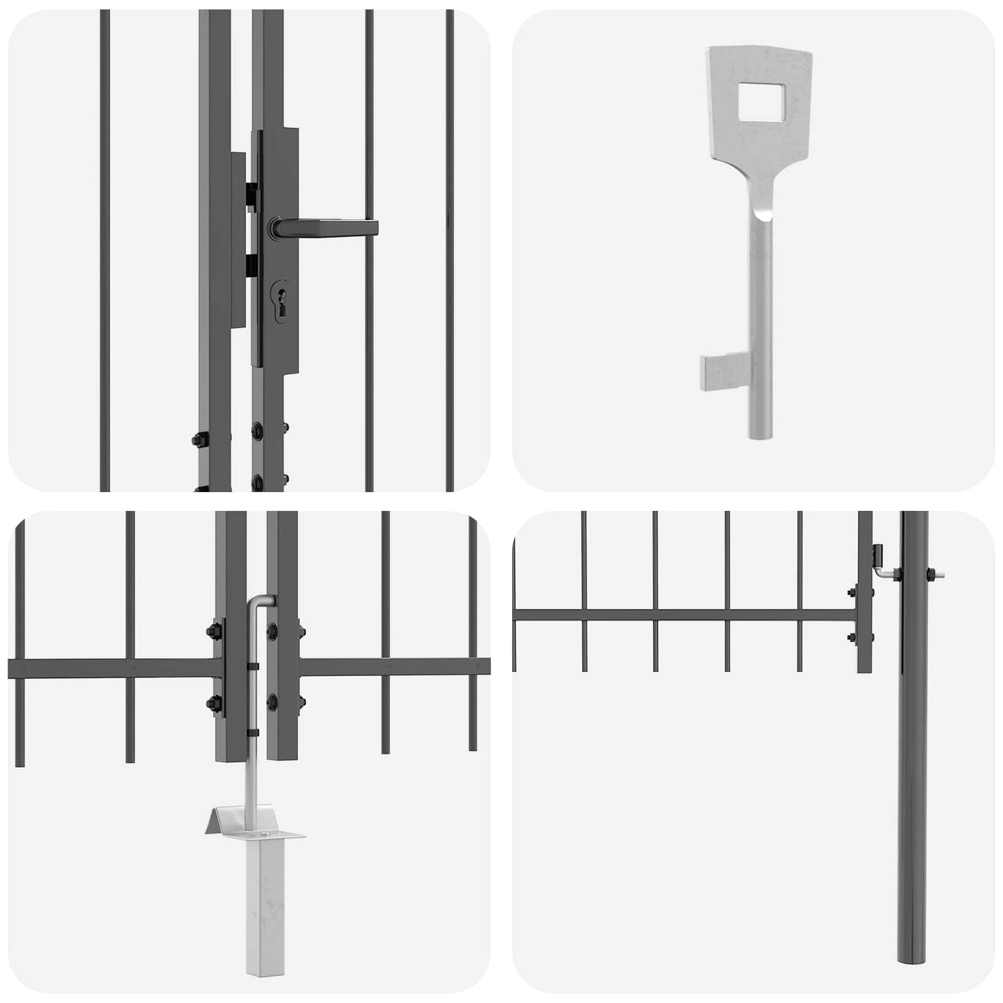 Garden Gate with Lock Woerden Grey 150 x 500 cm Steel