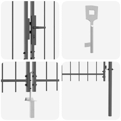 Garden Gate with Lock Woerden Grey 150 x 500 cm Steel